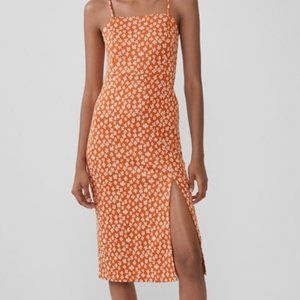 Zara Textured Weave Dress - Orange Flowers